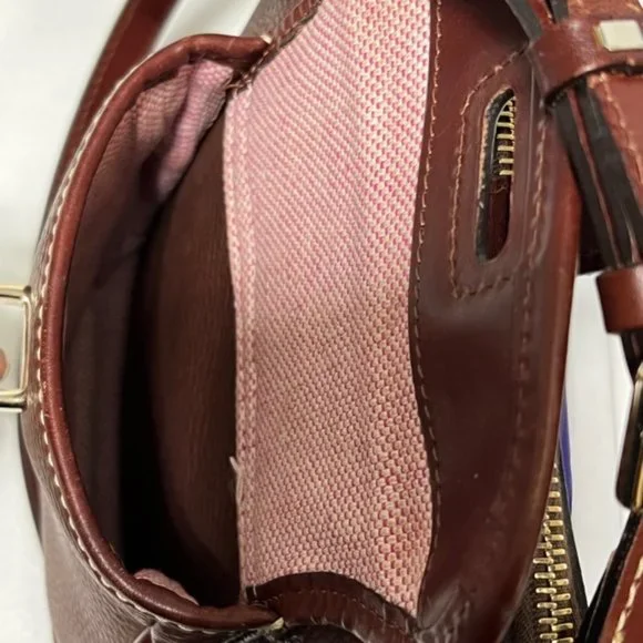 DOONEY & BOURKE Brown Pebble Leather Crossbody Bag - Picture 12 of 16